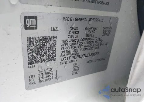 2022 GMC Sierra 1500 Limited 4Wd Short Box At4 z USA, uszkodzony, nr VIN 1GTP9EELXNZ128687